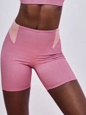 For Love & Lemons Dani Ribbed Mauve Pink Bike Shorts Women's Sz S